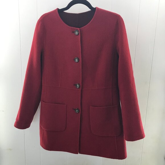 Talbots wool blend reversible red to maroon button front coat size 6 - Picture 1 of 6